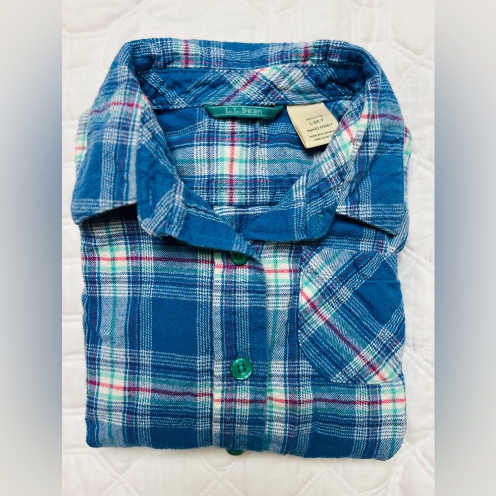 L.L. Bean girls flannel. Size 6-7